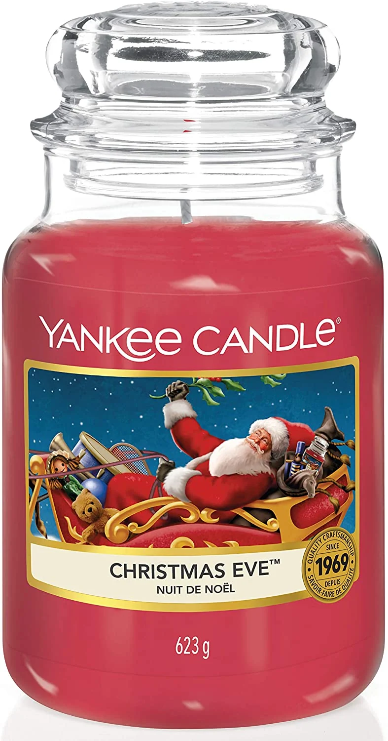 Christmas Eve Scented Candle with up to 150 Hour Burn Time. Large Jar