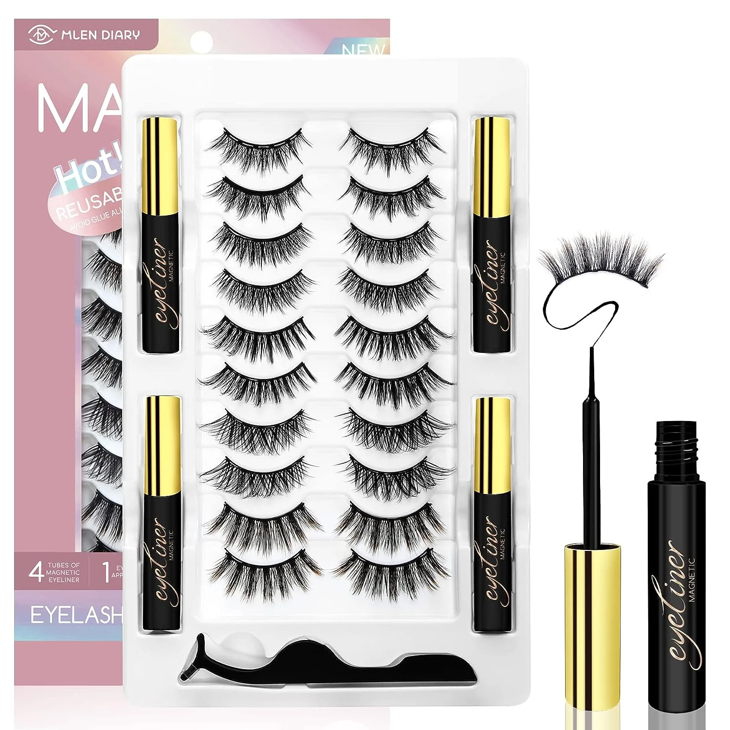 Magnetic False Eyelashes Extension with Applicator and Lash Seal