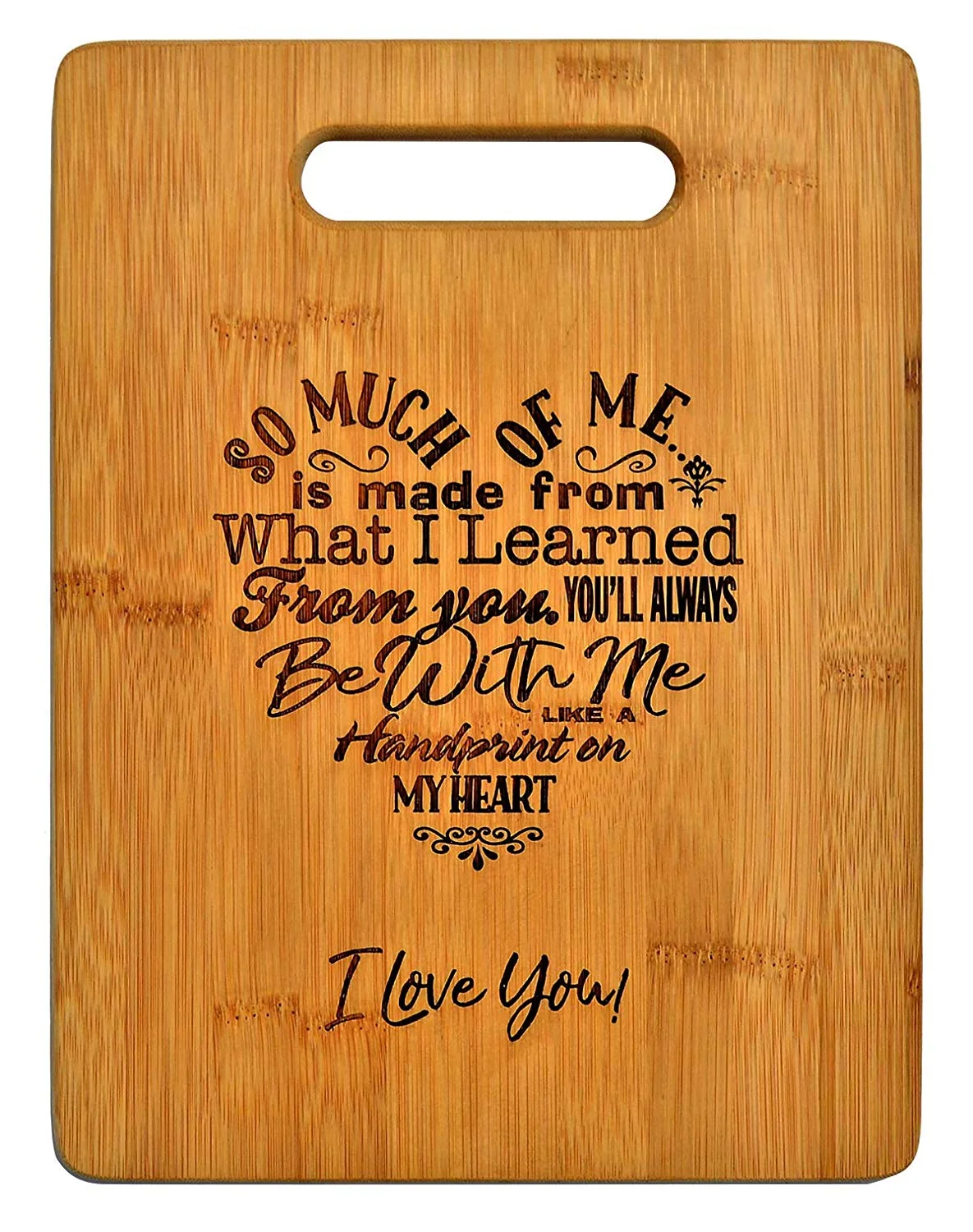 Mothers Gift - Special Love Heart Poem Bamboo Cutting Board. Engraved Side For Decor Display or Hanging