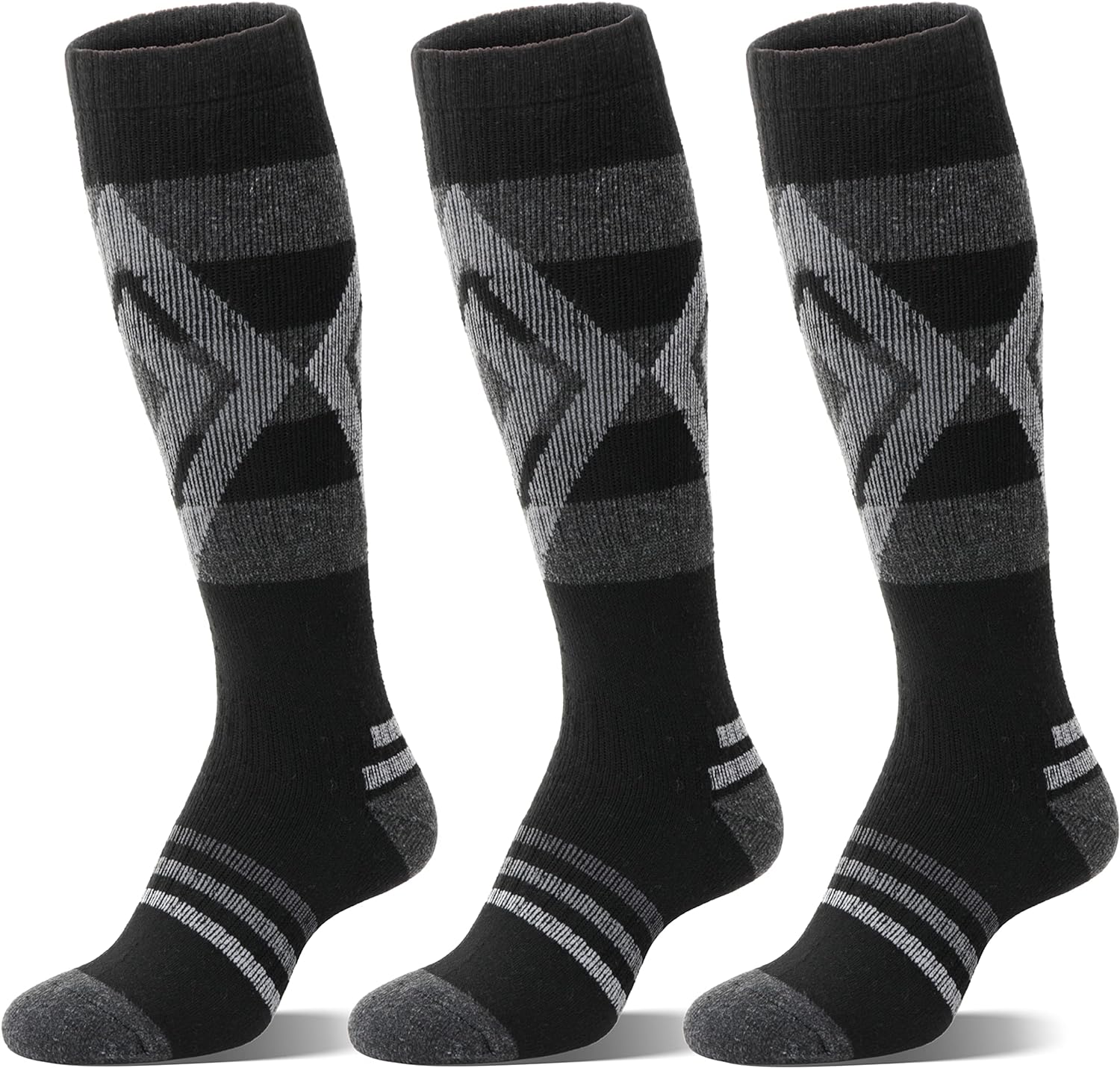 3 Pairs Wool Ski Socks for Womens Mens. Thermal Winter Warm Thick Knee High Socks for Skiing Snowboarding