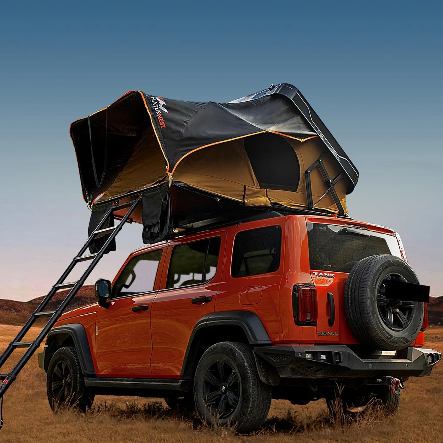 Hard Shell Rooftop Tent for 2-3 People. Quick Setup. All-Season Overland Camping Tent for SUV. Jeep. Van. and Pickup Truck