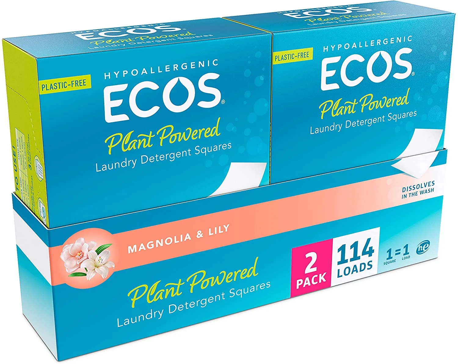 Liquidless Laundry Detergent Squares. 114 Loads. 57 Count. Pack of 2