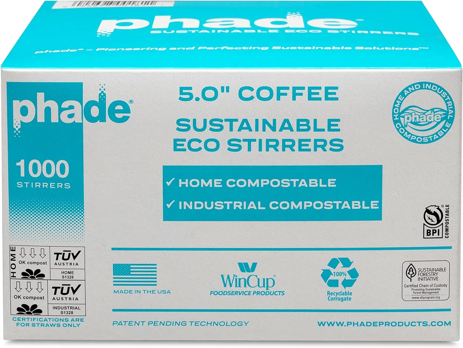 Eco-Friendly Cocktail Straws 6.000 Count - Sustainable Marine Biodegradable Compostable Stirrer. 6 Pack