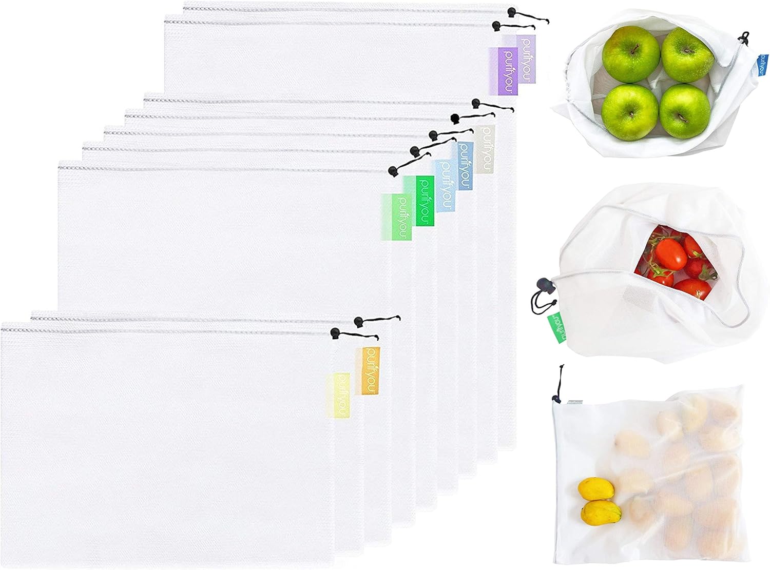 Reusable Produce Bags. Various Sizes. Farmers Market Bags. Washable Shopping Bags