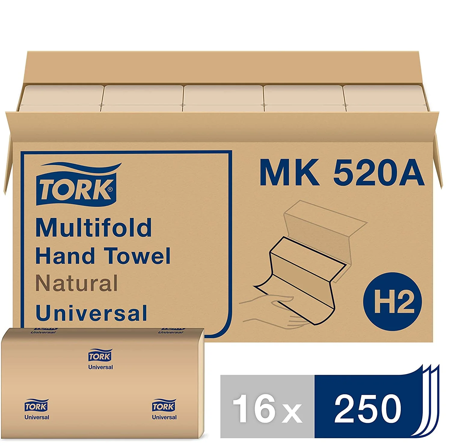 Multifold Hand Towel Natural. Universal. 100% Recycled Fibers. 16 x 250 Sheets