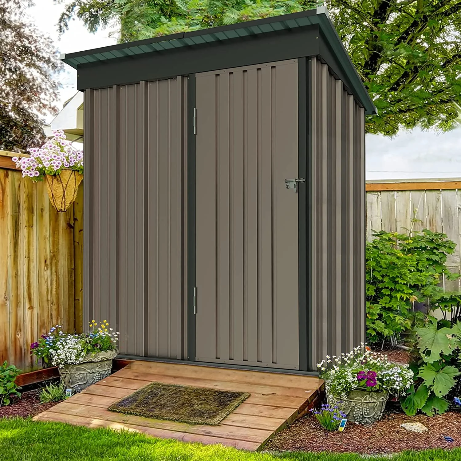 Outdoor Storage Shed. Galvanized Steel with Lockable Door