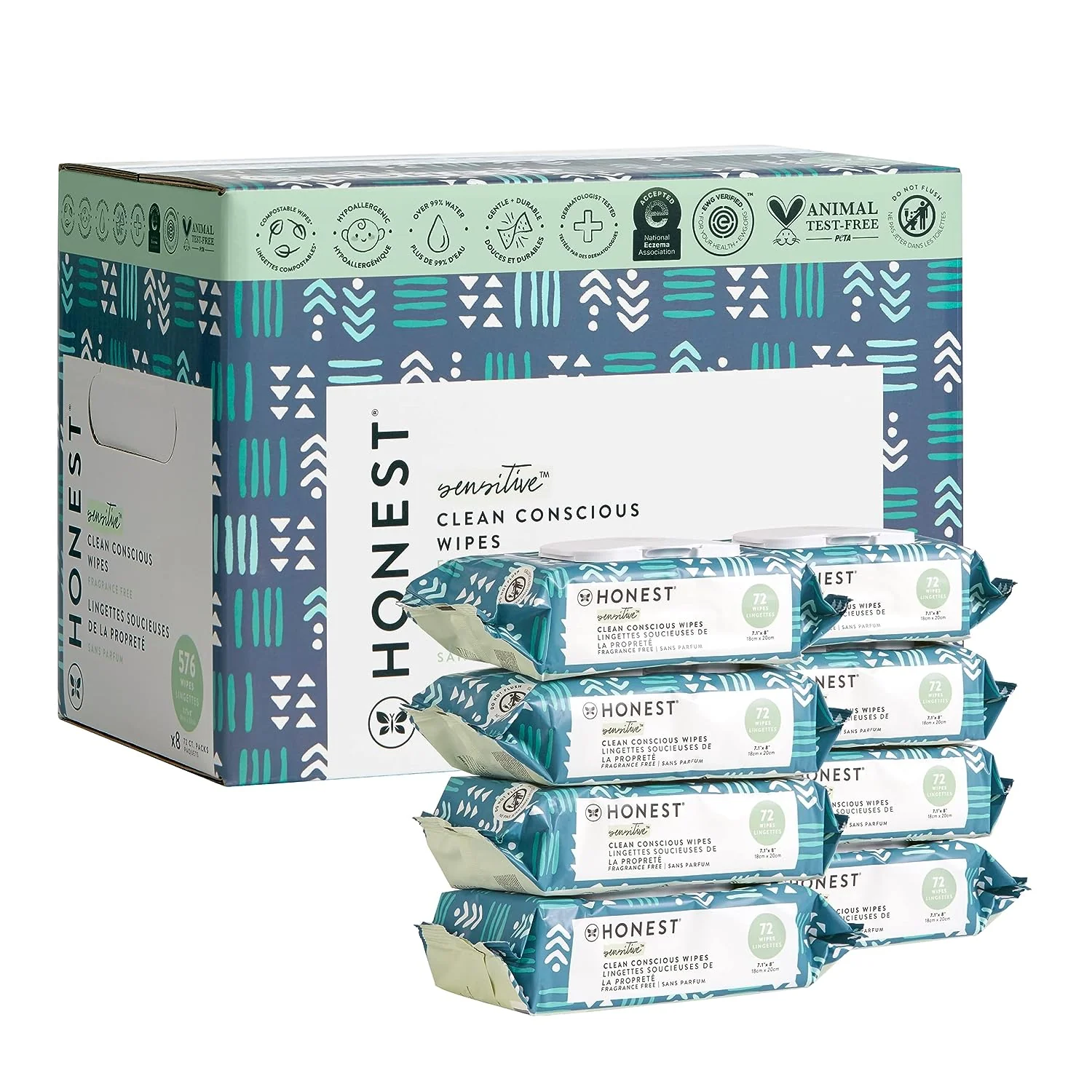 Hypoallergenic Honest Wipes. 576 Count