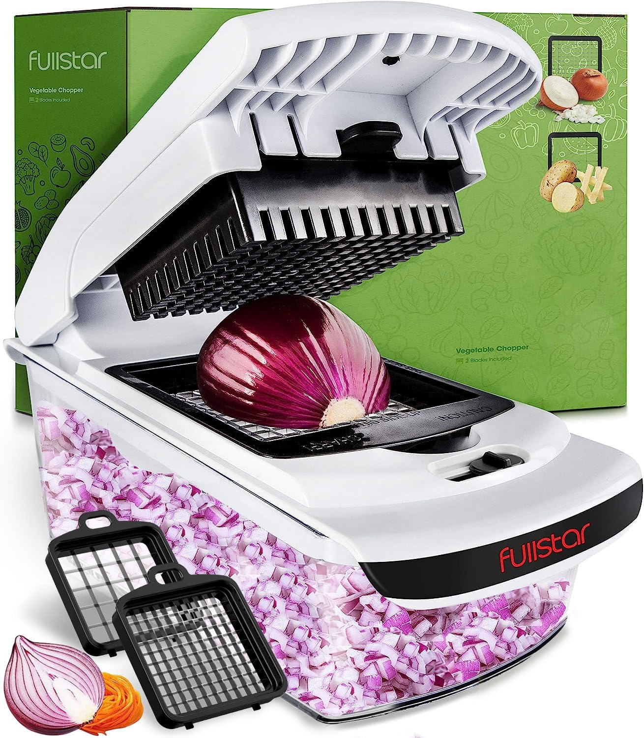 4-in-1 Vegetable Chopper Slicer. Spiralizer. and Container