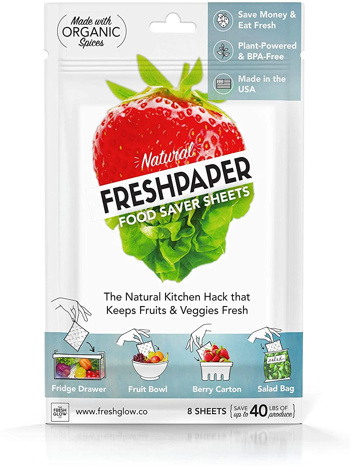 Food Saver Sheets for Produce. 8 Reusable Sheets. 1 Pack