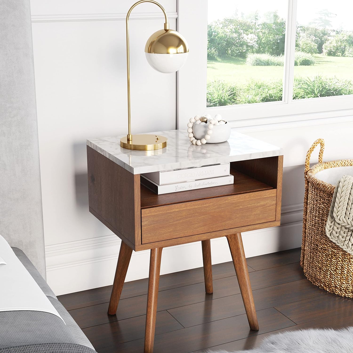 Side or End Table with Storage. Wood Frame