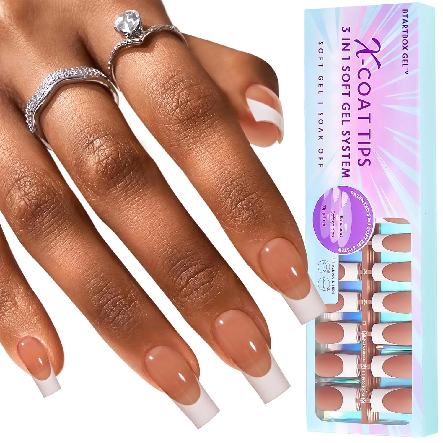 Press On Nails 15 Sizes. French Tip Gel Nail Tips