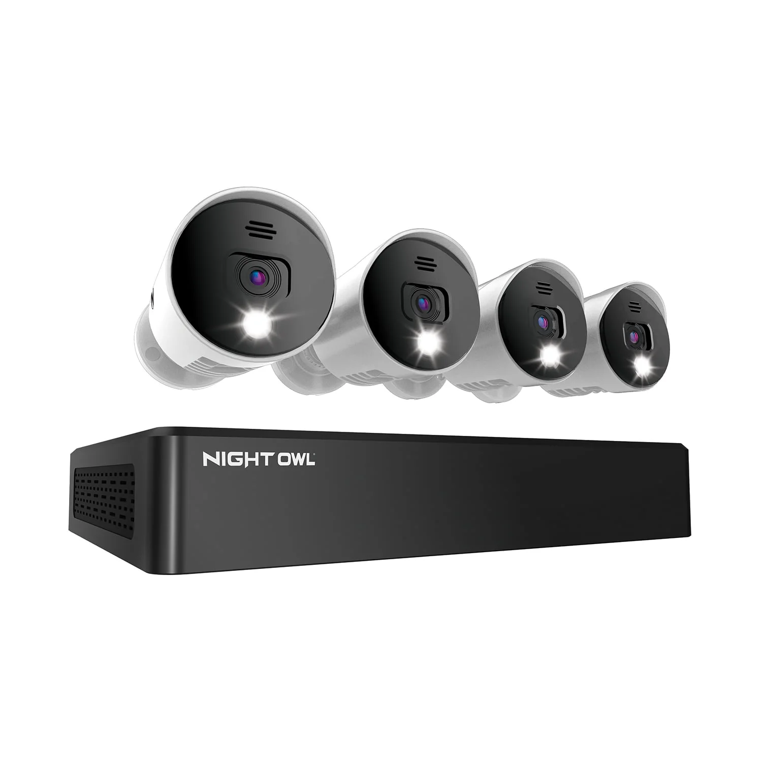 Security Camera System CCTV. 8 Channel Bluetooth DVR with 1TB Hard Drive. 4 Wired 4K Ultra HD Spotlight. Audio Enabled with Night Vision