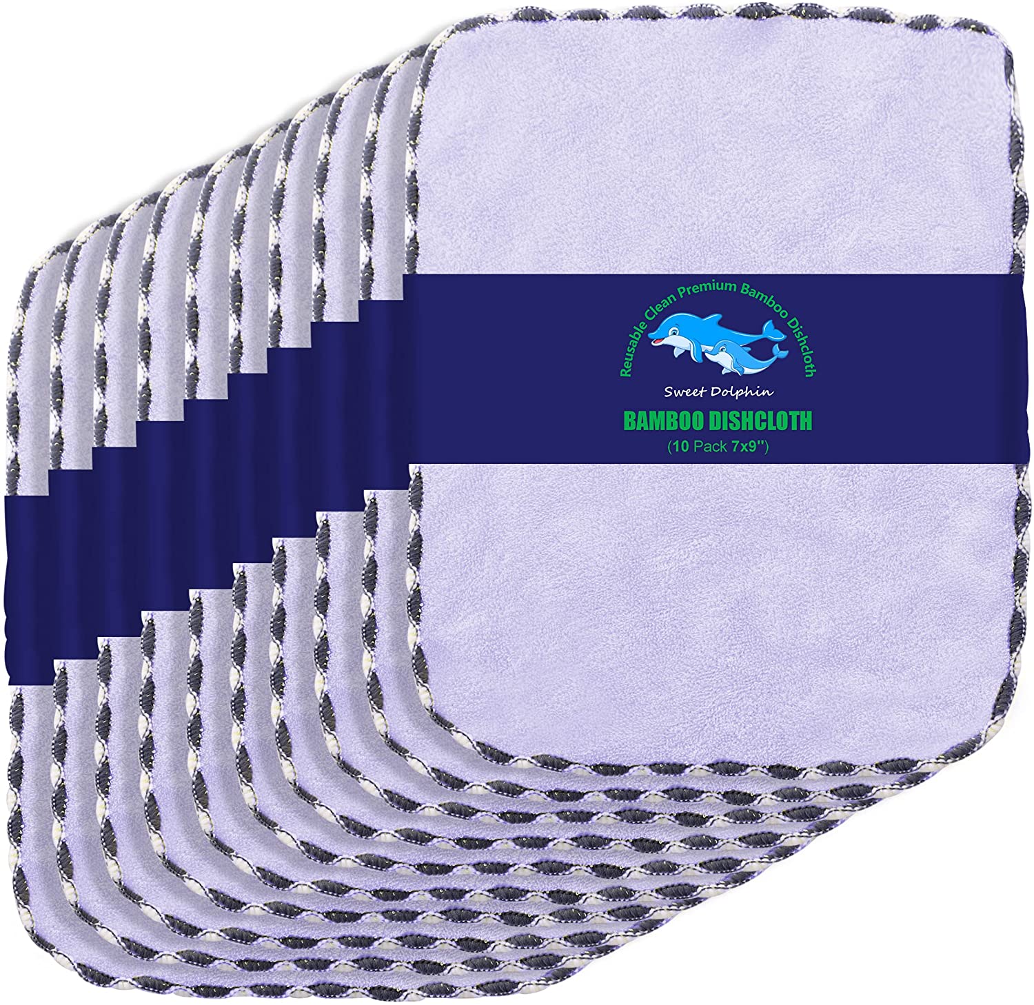 10 Pack Bamboo Kitchen Dishcloths - Eco-Friendly No Odor Reusable Premium Dish Clothes