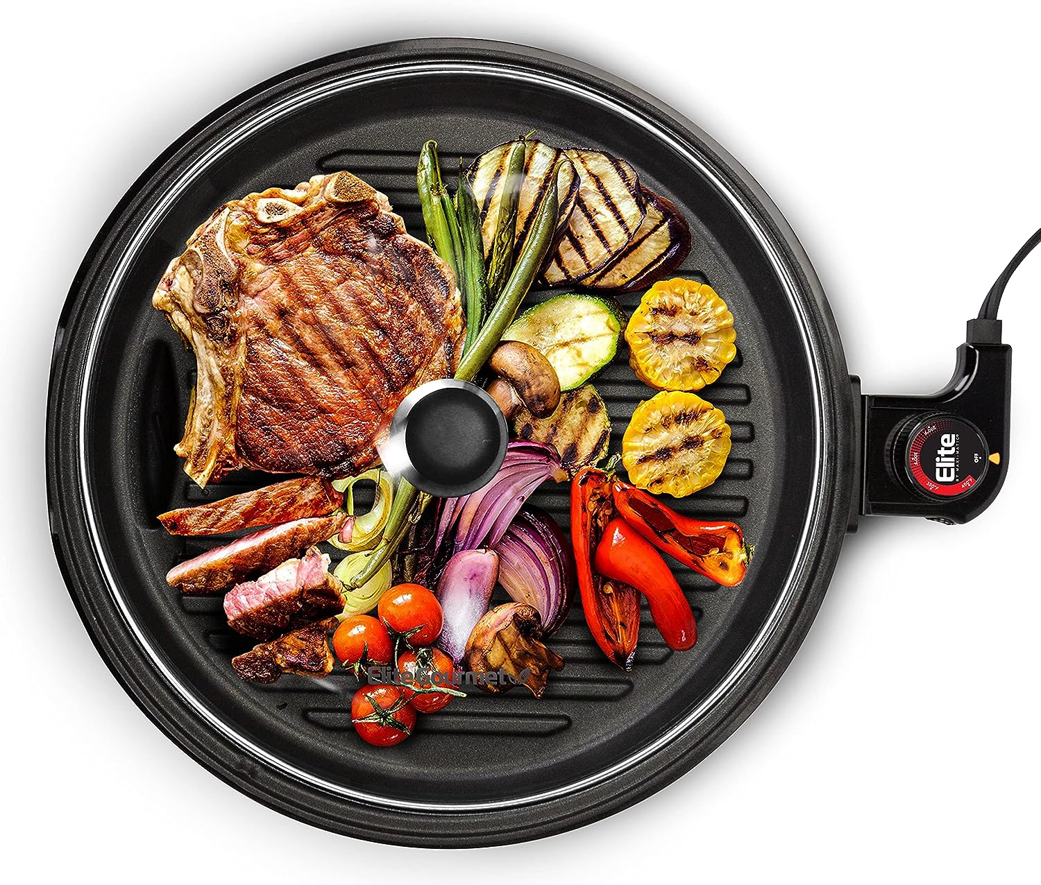 Electric Indoor Nonstick Grill. Dishwasher Safe. Cool Touch. Fast Heat Up Ideal Low-Fat Meals. Includes Tempered Glass Lid
