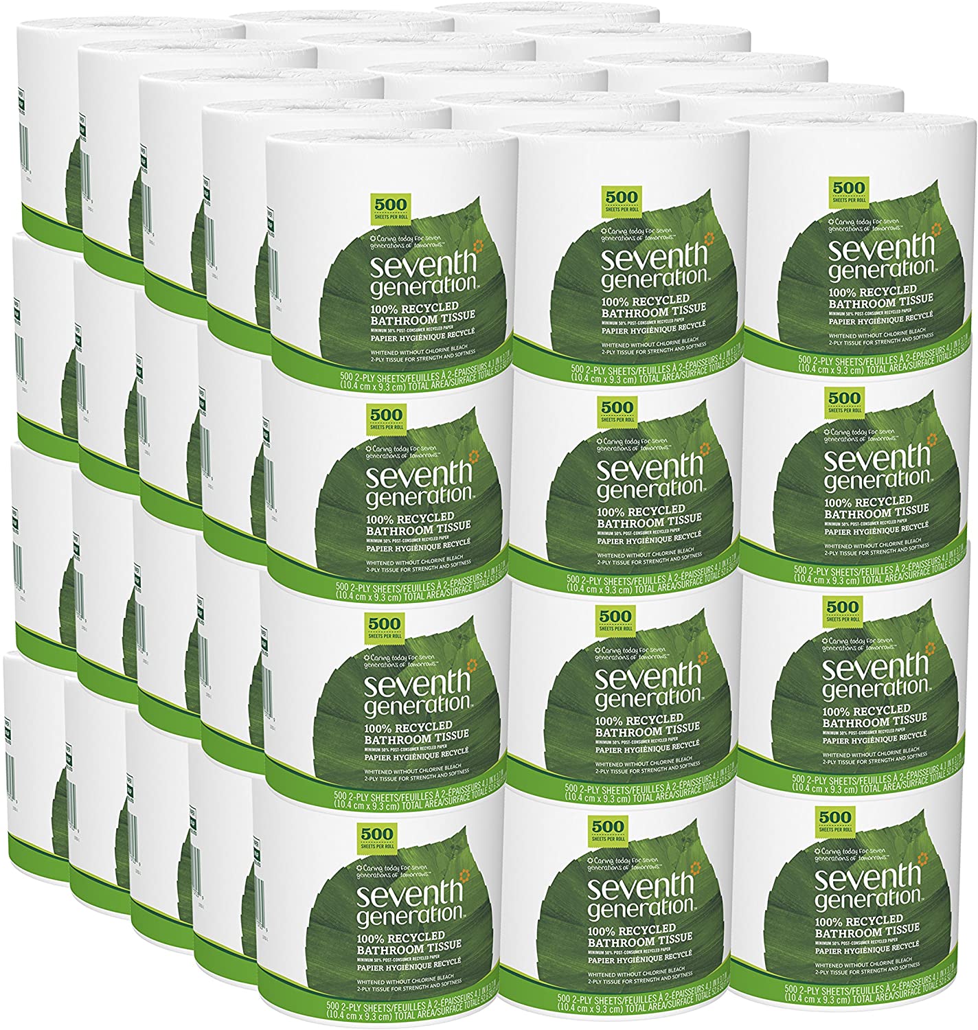 Toilet Paper 2-ply 100% Recycled Paper. 500 sheets. Pack of 60