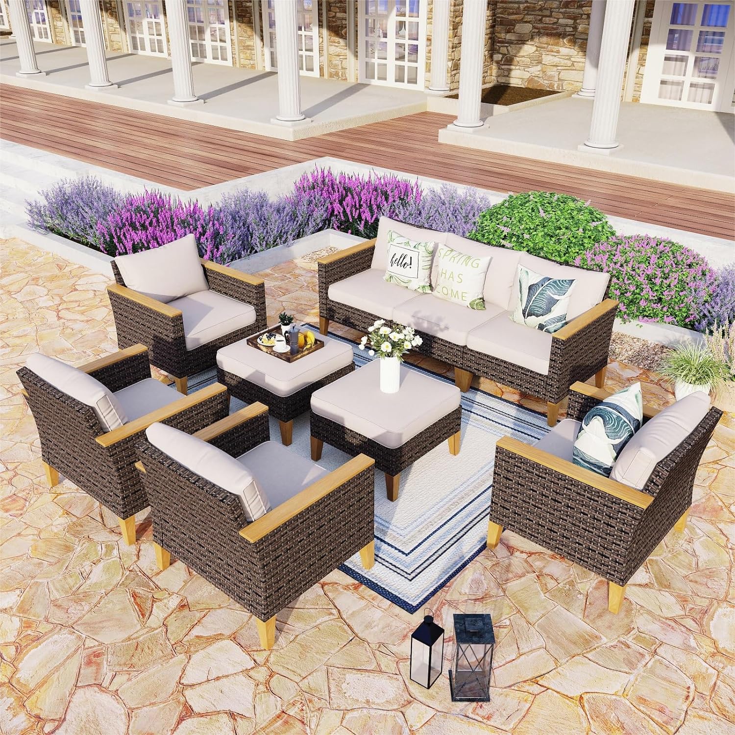 Patio Furniture Set. All-Weather Rattan Patio Conversation Set Outdoor Sectional Sofa for Garden