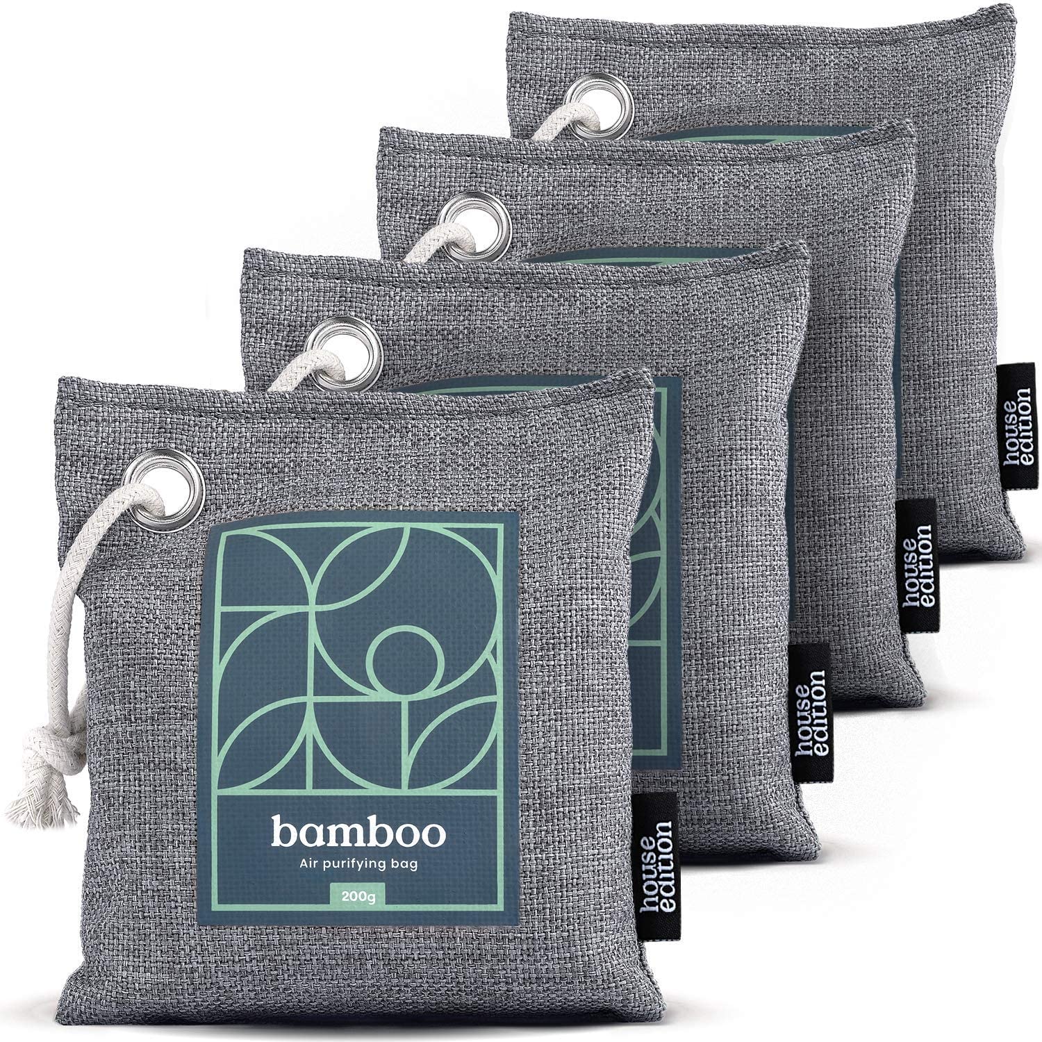 Bamboo Charcoal Air Purifying Bag. Naturally Freshen Air with Powerful Activated Charcoal 4x200g. 2 Sets - 8 Packs