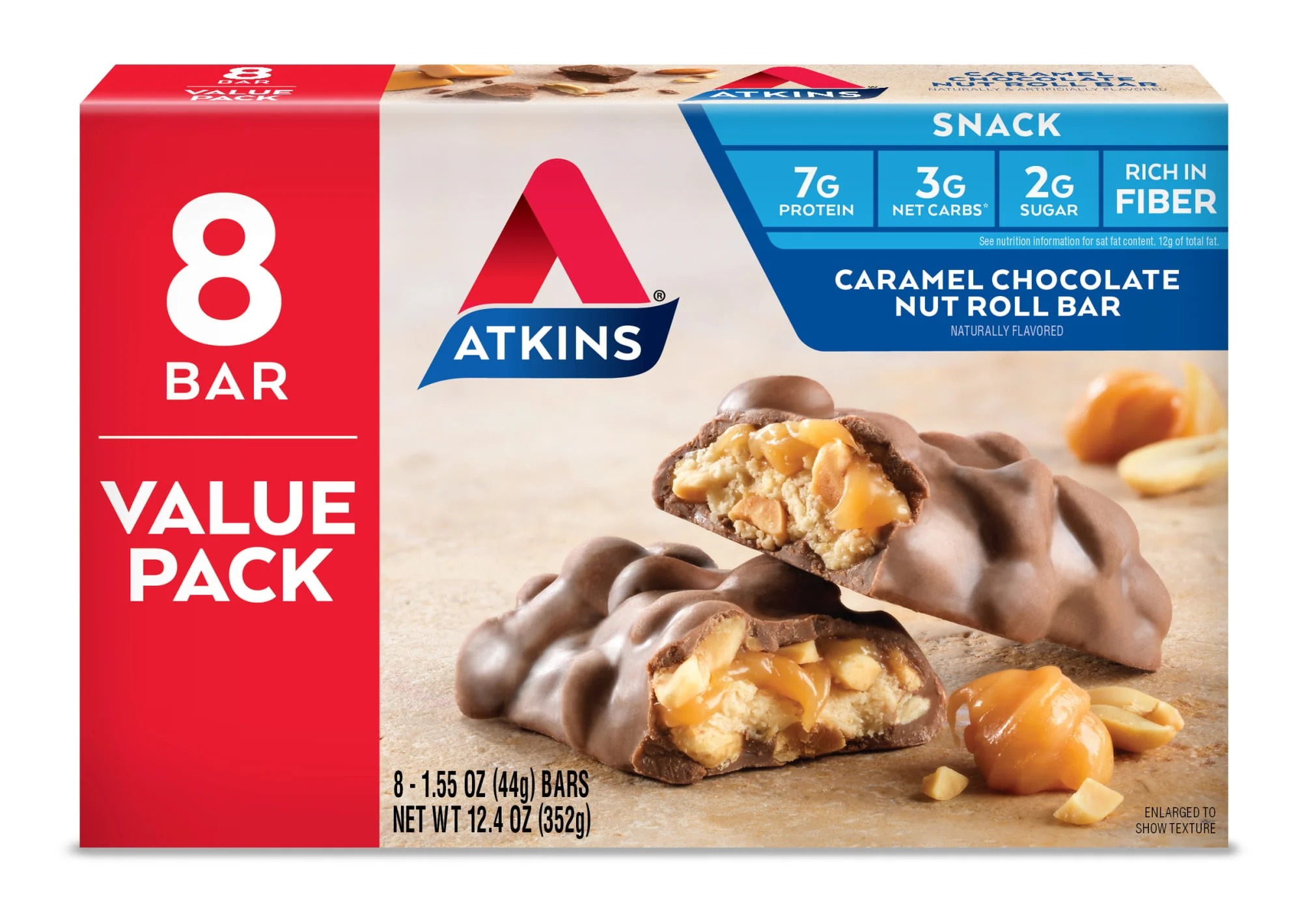 Snack Bar. Caramel Chocolate Nut Roll. Keto Friendly